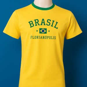 Camiseta Masculina Brasil Florianópolis – 100% Algodão – Amarela