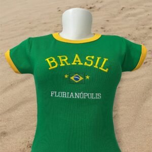 Cropped Feminino Brasil Bordado