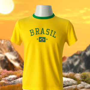 Camiseta Masculina Brasil – 100% Algodão – Amarela