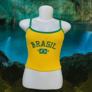 Cropped Feminino Brasil em Ribana Canelada – Verde | Amarelo | Azul | Preta - Conforto e Estilo