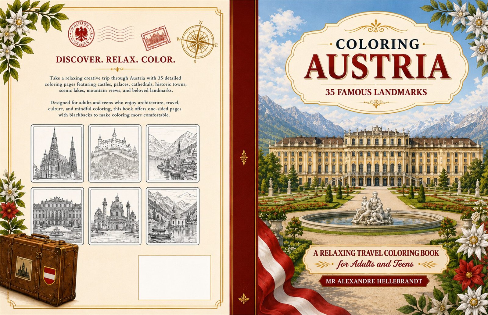 Coloring Austria: 35 Famous Landmarks – Livro de Colorir Digital em PDF