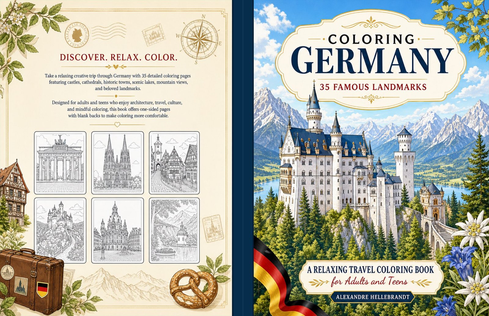 Coloring Germany: 35 Famous Landmarks – Livro de Colorir Digital em PDF